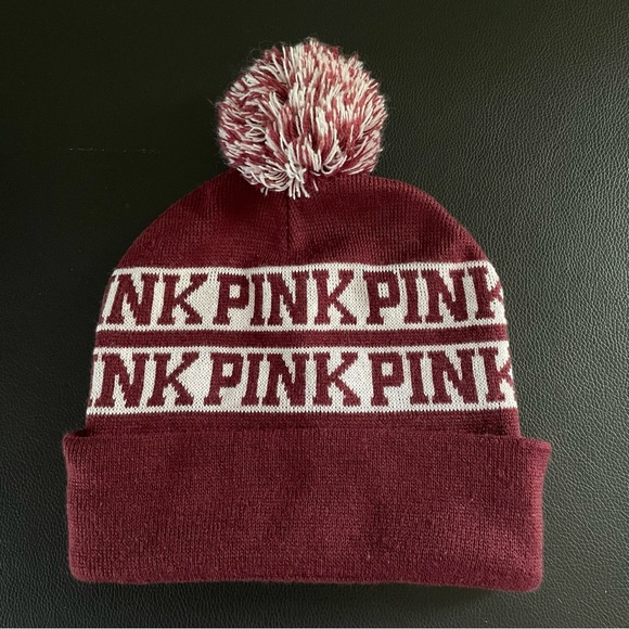 Victoria’s Secret Pink maroon hat with pompom - Picture 2 of 4